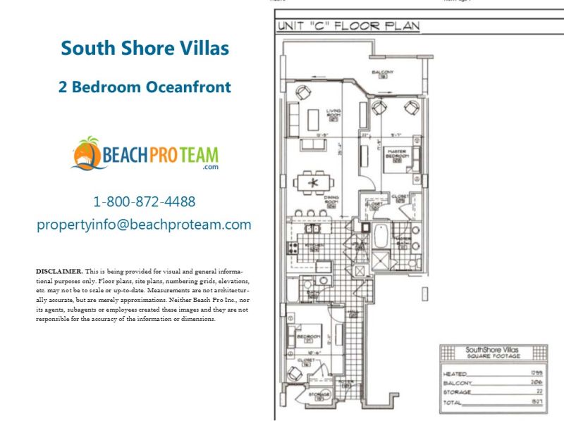 South Shore Villas Floor Plan C - 2 Bedroom Oceanfront